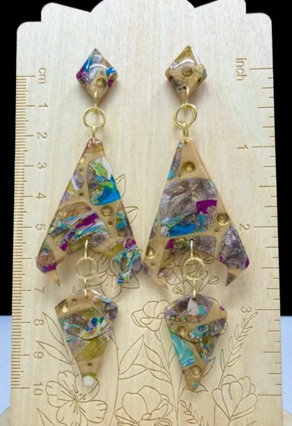 Industrial Abstract Detached Triangle Dangle Earrings