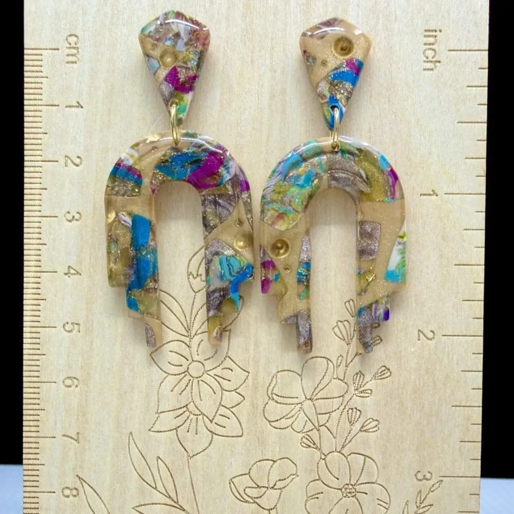Industrial Abstract Drop Arch Earrings - Image 3