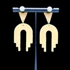 Industrial Abstract Drop Arch Earrings - Image 2