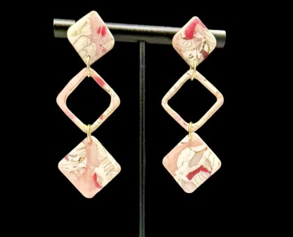Hello Kitty Inspired Triple Diamond Dangle Earrings