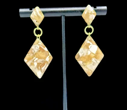 White And Gold Diamond Drop Earrings