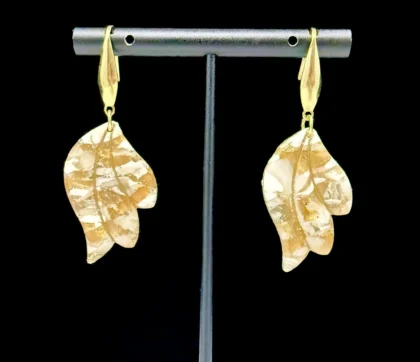 White And Gold Wing Drop Earrings