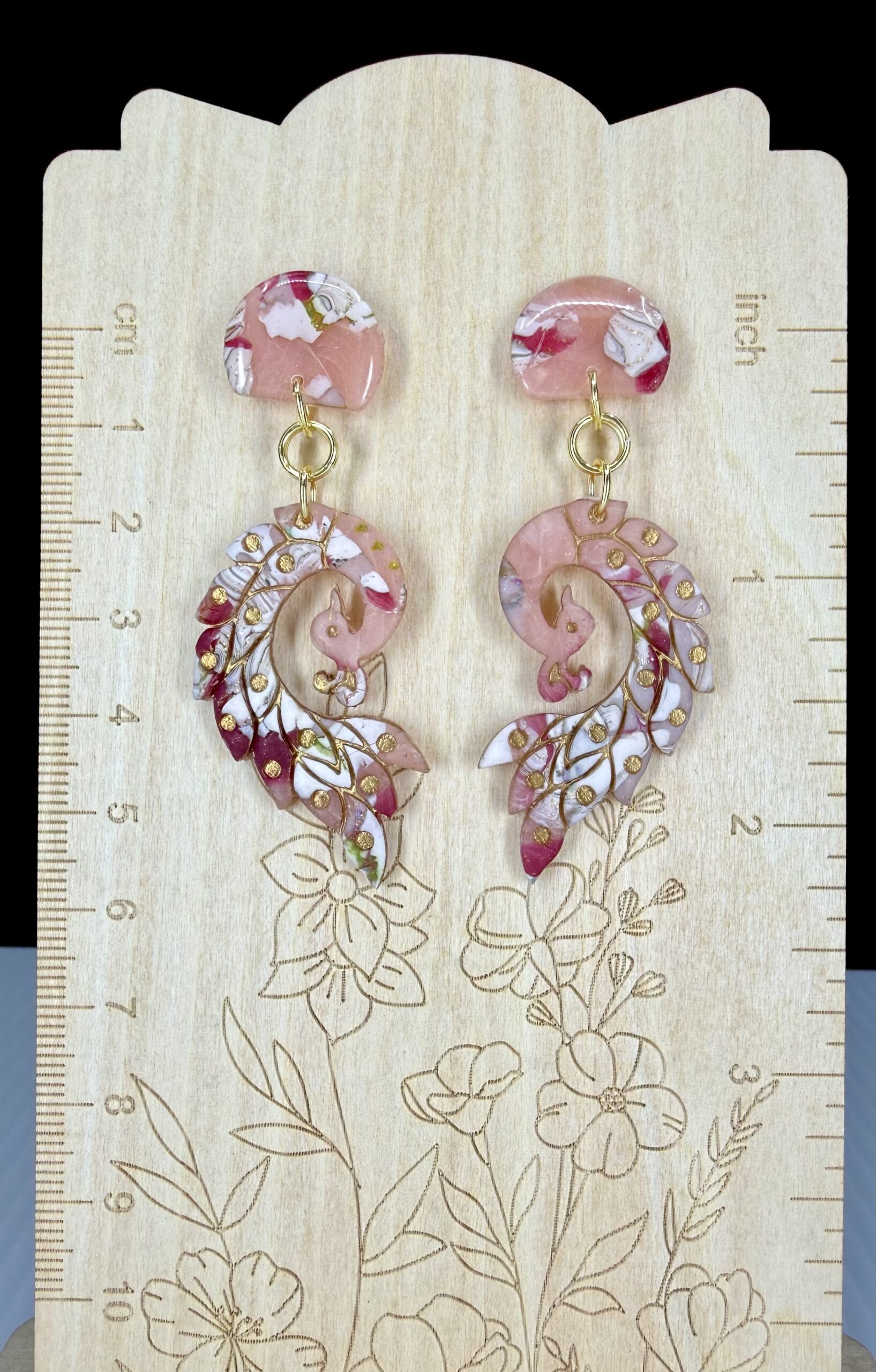 Hello Kitty Inspired Peacock Dangle Earrings - Image 3