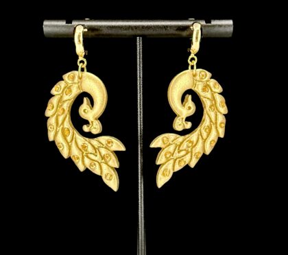 Golden Peacock Drop Earrings