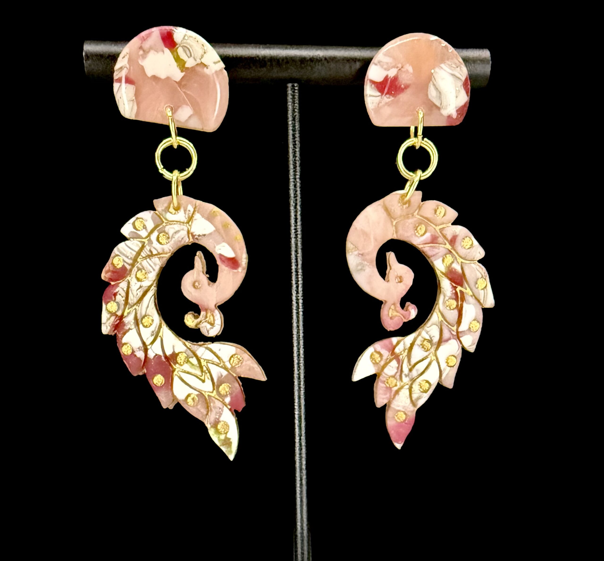 Hello Kitty Inspired Peacock Dangle Earrings