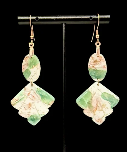 Smokey Jade Fan Dangle Earrings