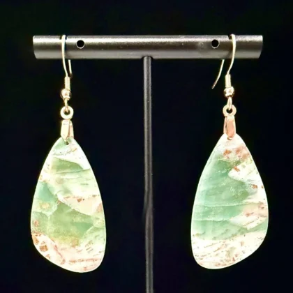 Smokey Jade Elongated Teardrop Earrings