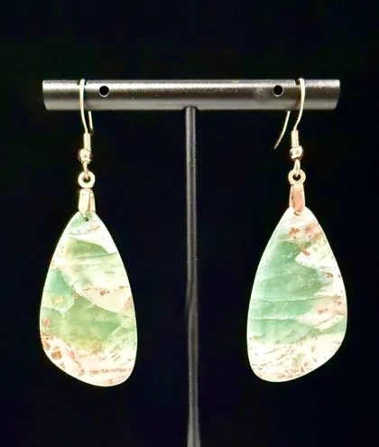 Smokey Jade Elongated Teardrop Earrings