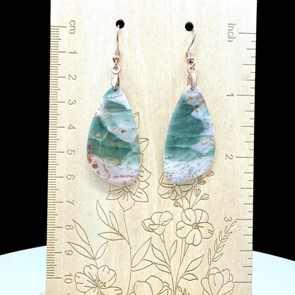 Smokey Jade Elongated Teardrop Earrings - Image 3