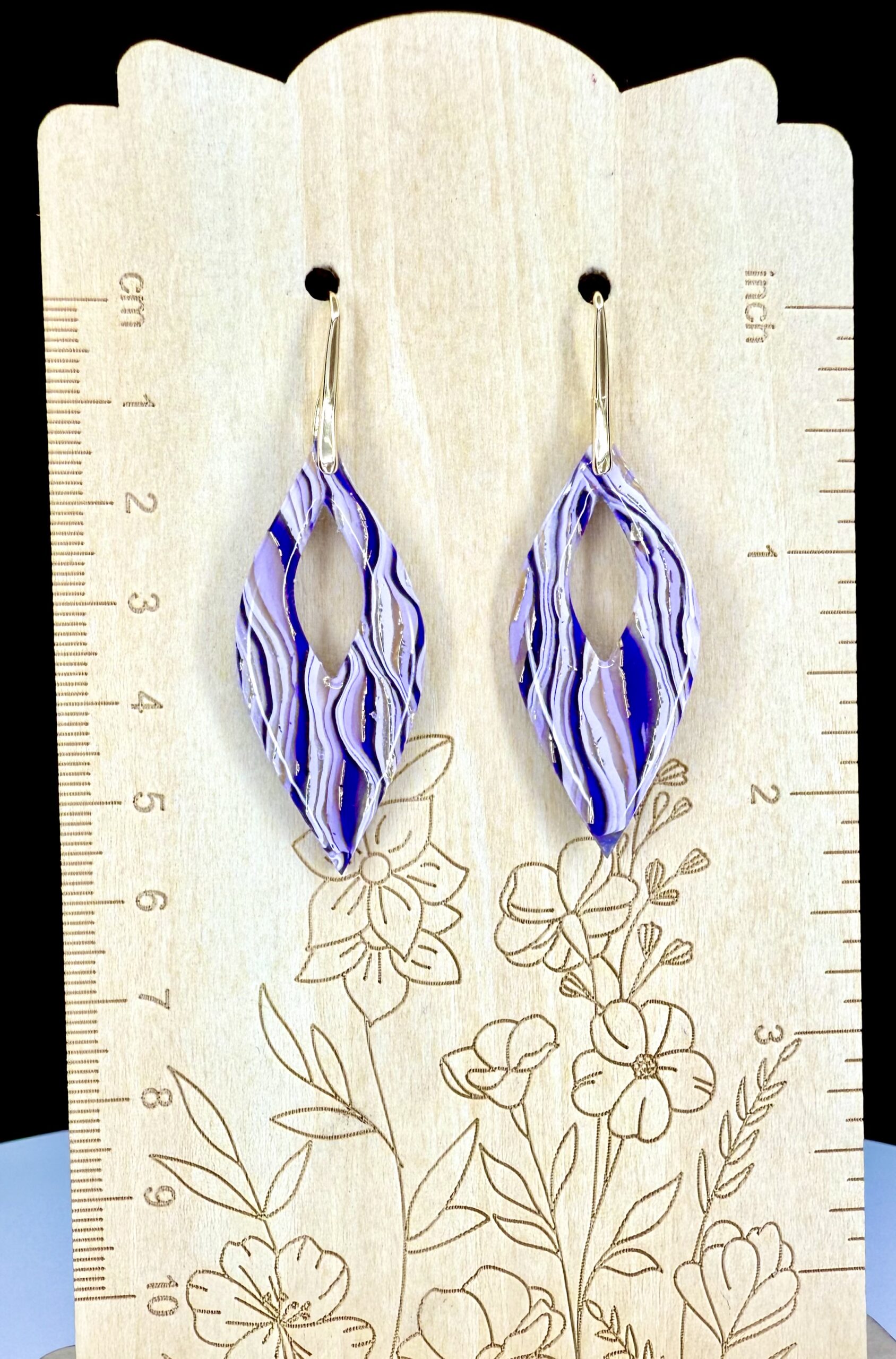 Purple Zebra Open Marquise Drop Earrings - Image 3