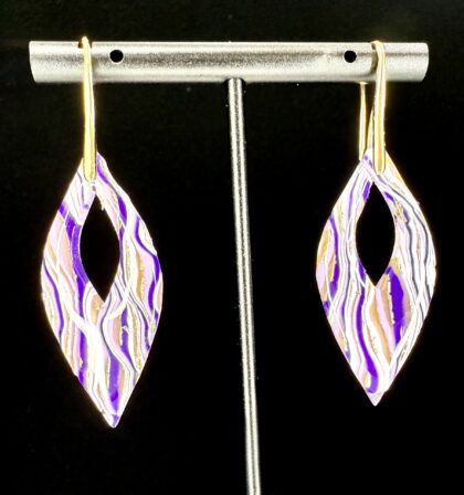 Purple Zebra Open Marquise Drop Earrings