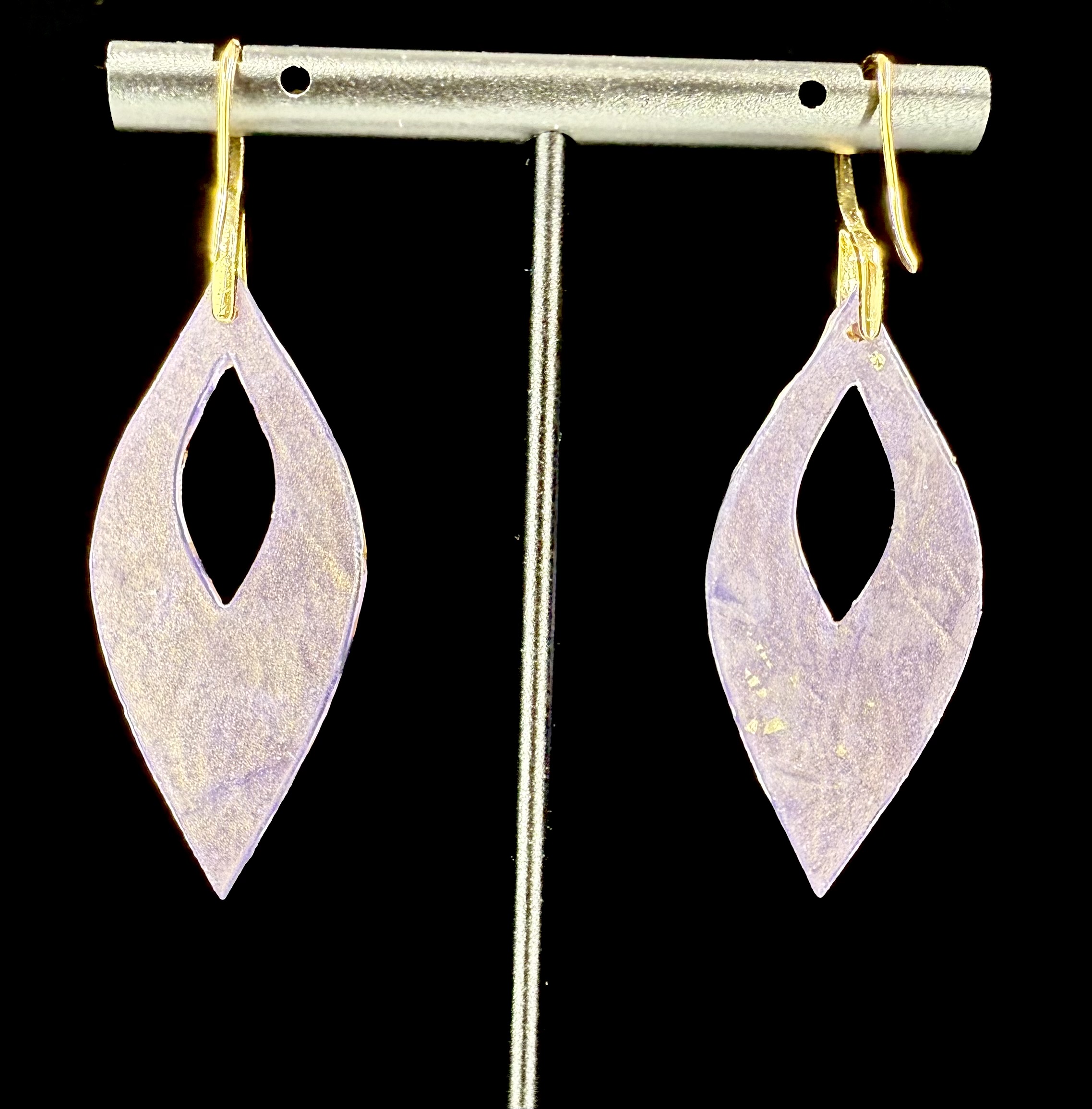Purple Zebra Open Marquise Drop Earrings - Image 2