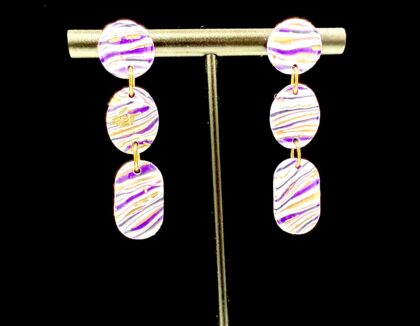 Purple Zebra Print Small Dangle Earrings