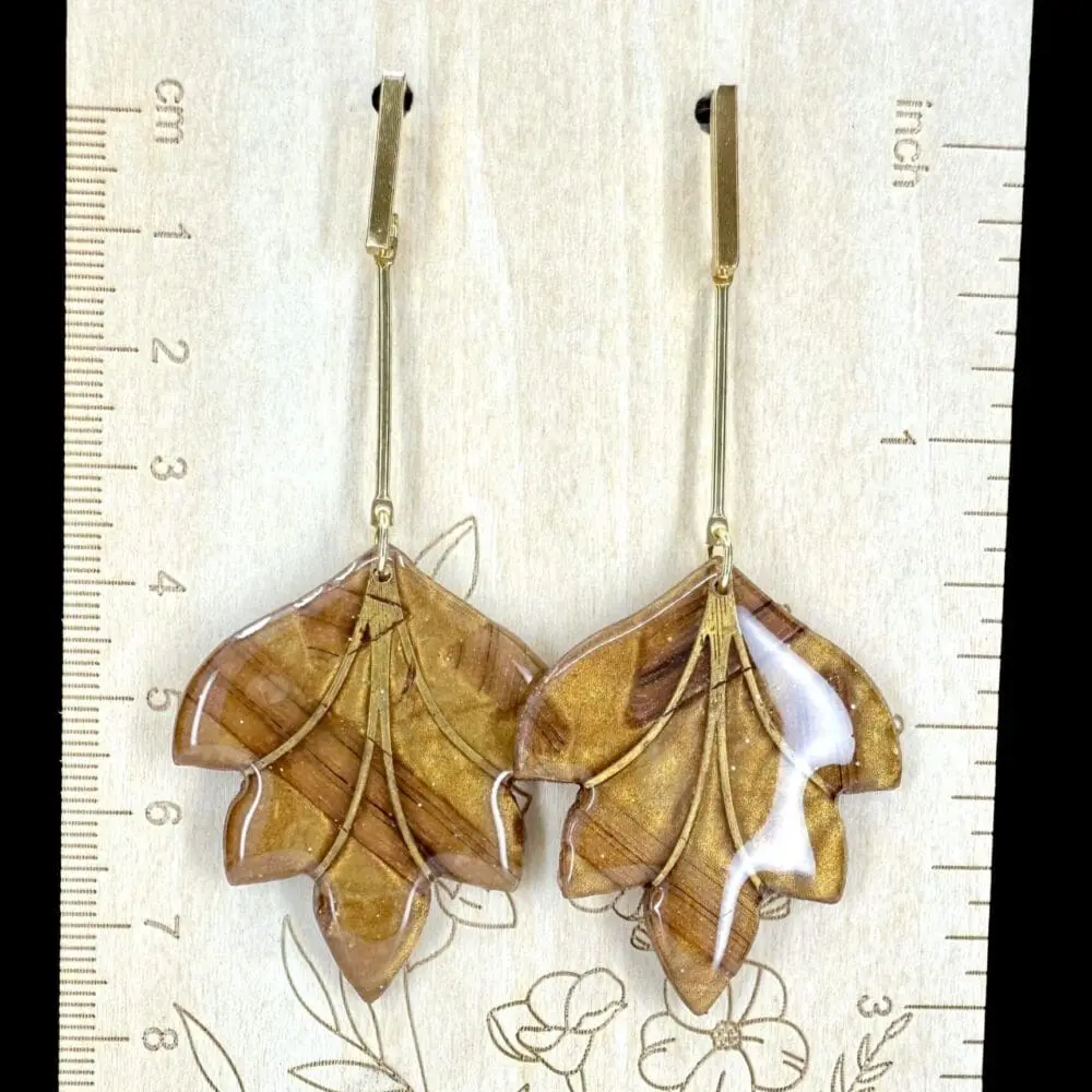 Vintage Autumn Leaf Long Dangle Earrings - Image 3