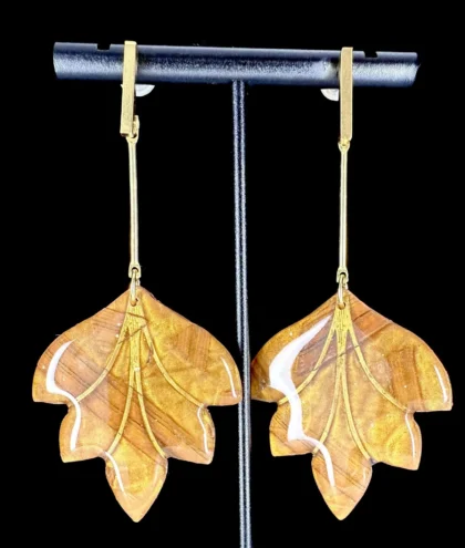 Vintage Autumn Leaf Long Dangle Earrings