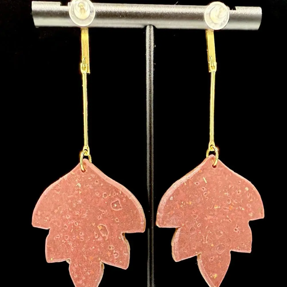 Vintage Autumn Leaf Long Dangle Earrings - Image 2