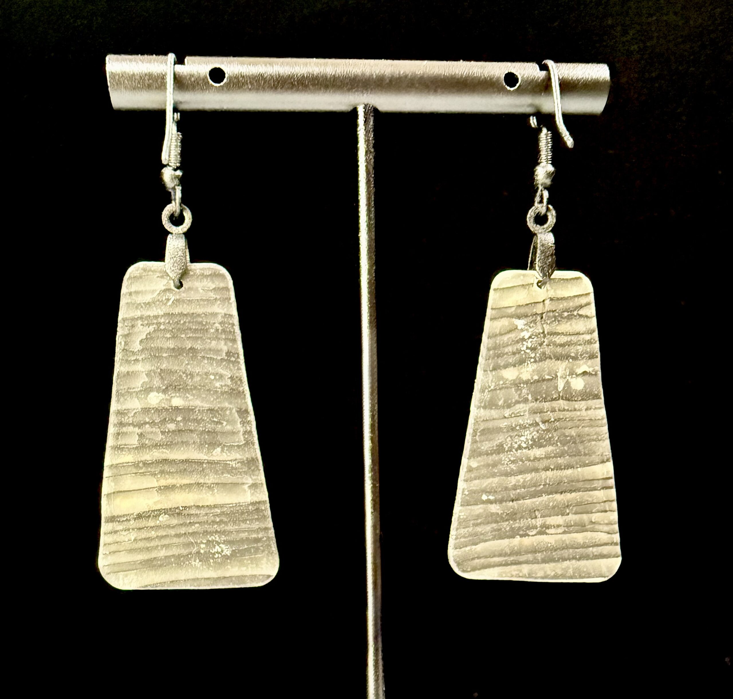 Onyx Woodgrain Trapezoid Dangle Earrings - Image 2