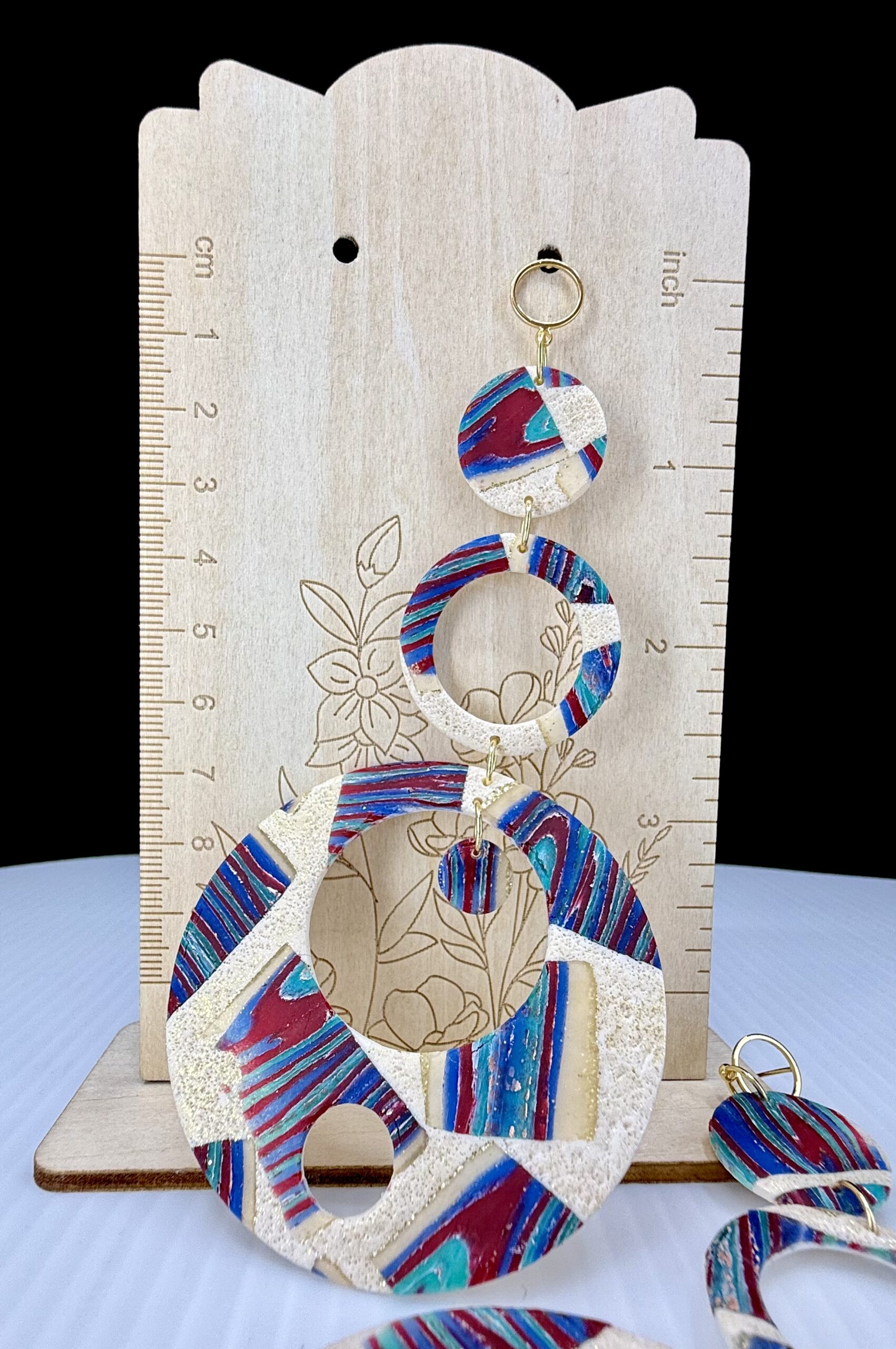 Sandy Beach Extreme Hoop Dangle Earrings - Image 4