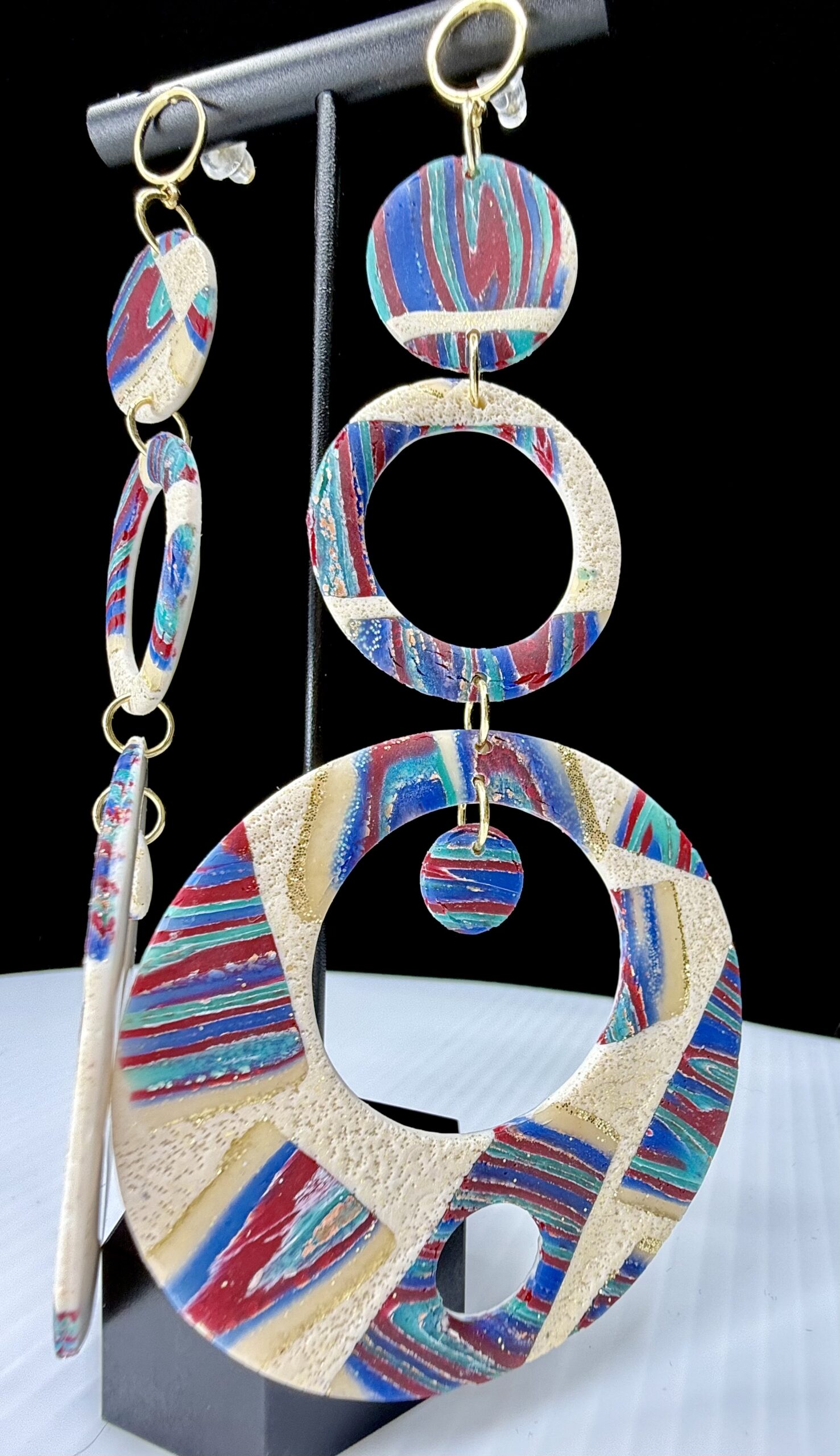 Sandy Beach Extreme Hoop Dangle Earrings - Image 2