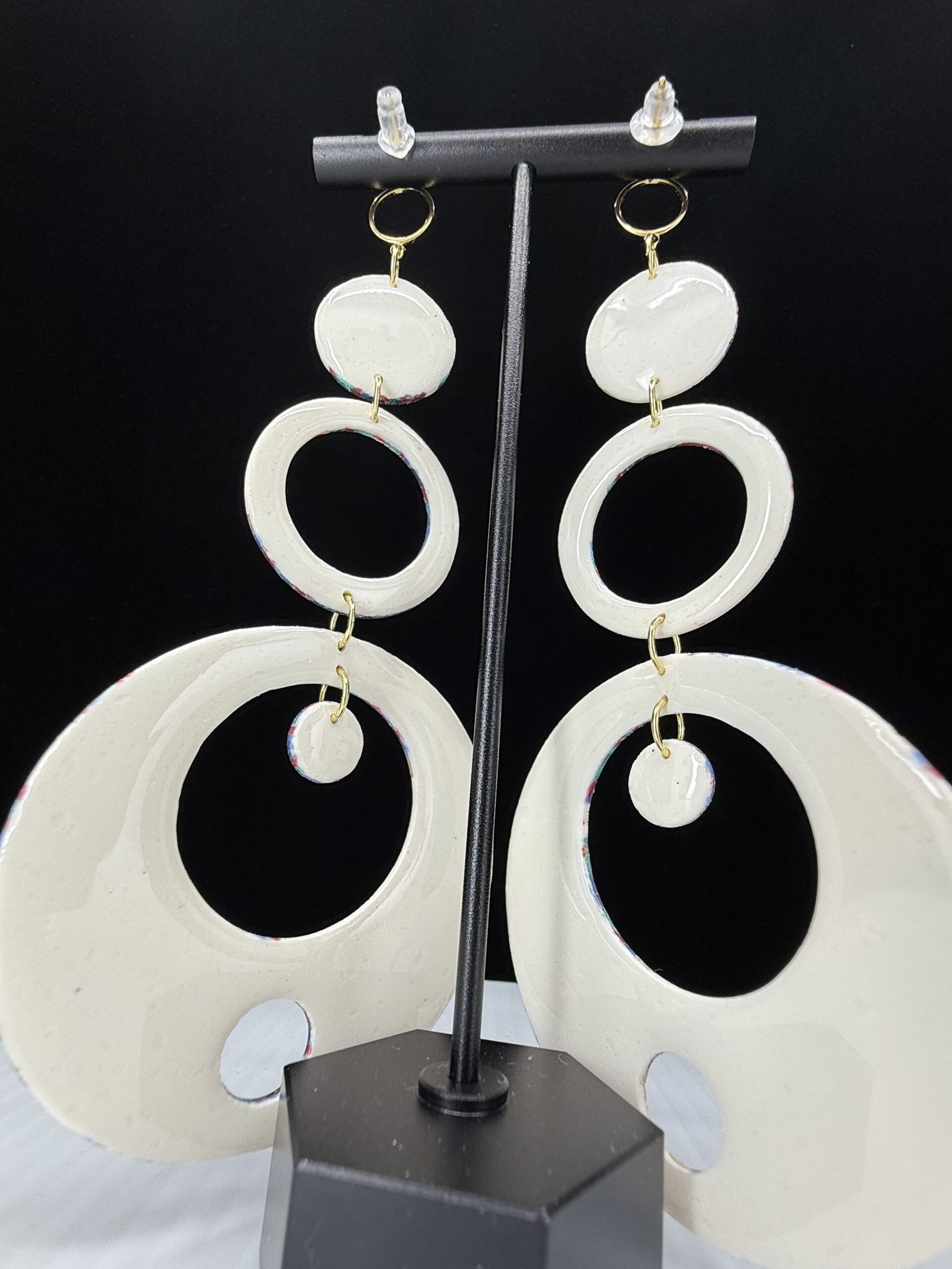 Sandy Beach Extreme Hoop Dangle Earrings - Image 3