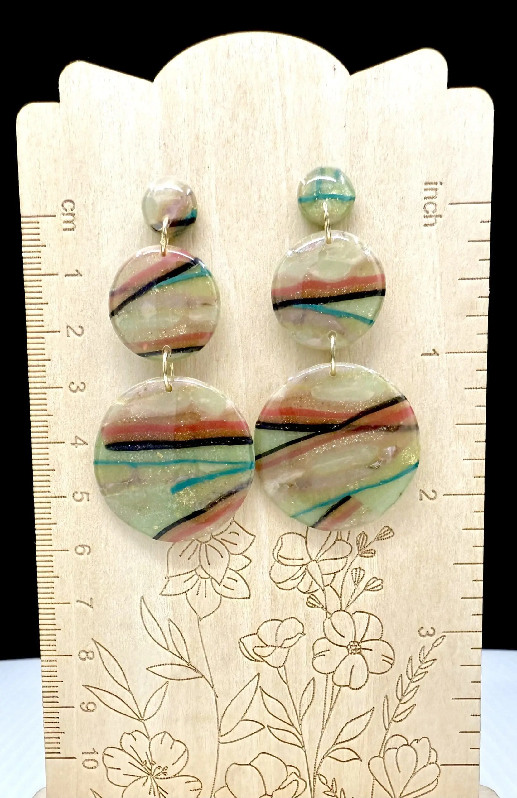 Floating Lines Triple Drop Dangle Earrings - Image 3