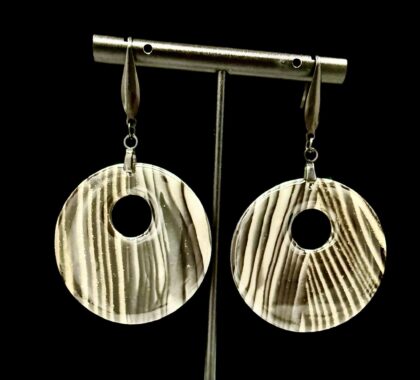 Onyx Woodgrain Large Hoop Earrings