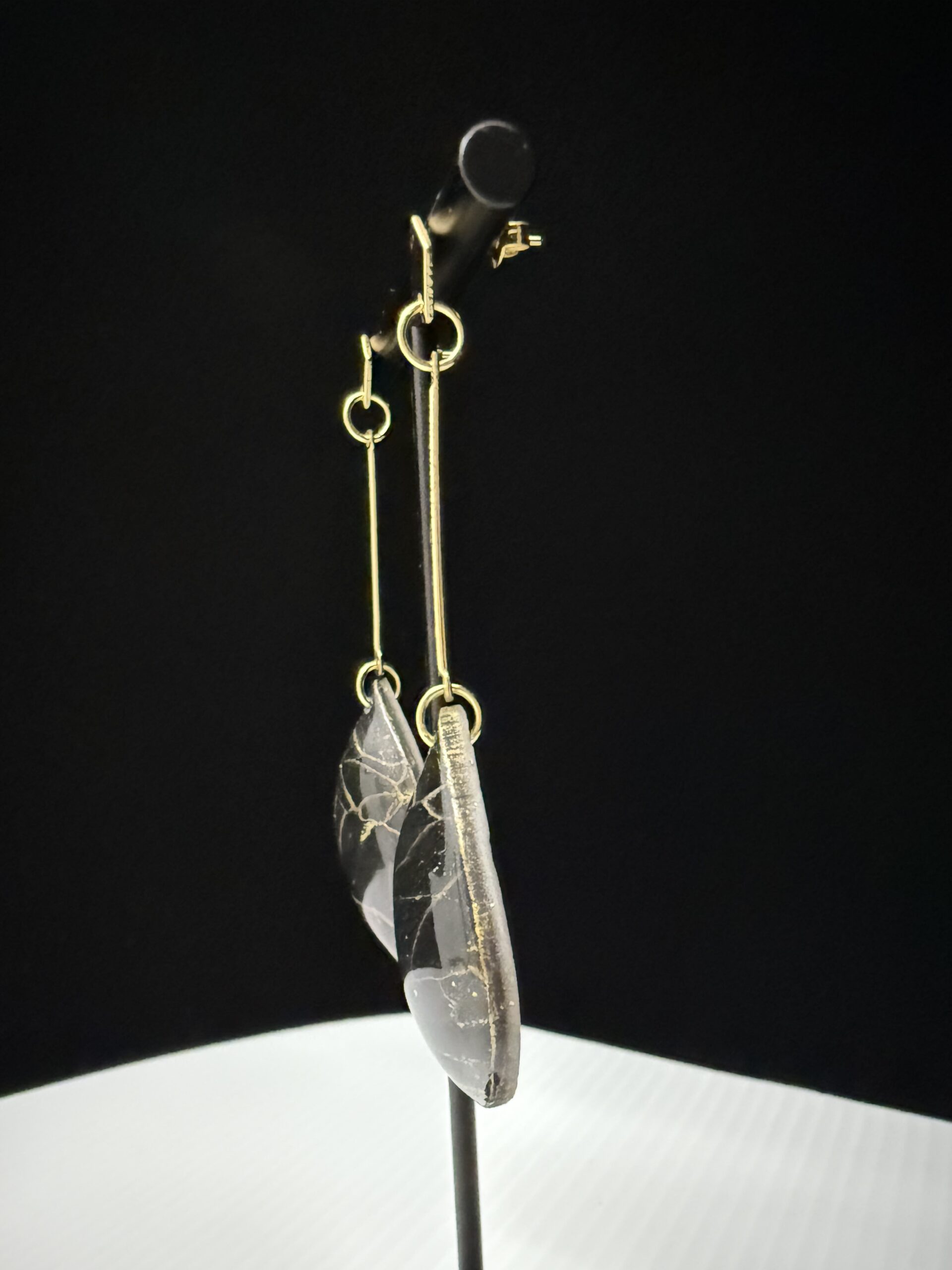 Onyx Dragon Stone Long Drop Dangle Earrings - Image 2