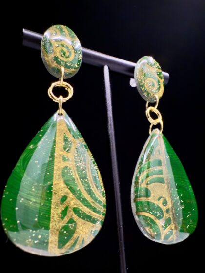 Emerald City Art Deco Teardrop Earrings 2