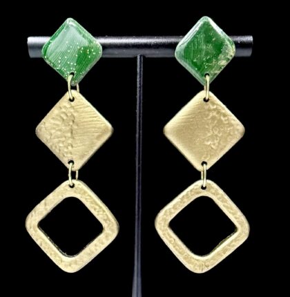 Emerald City Triple Dimond Drop Dangle Earrings