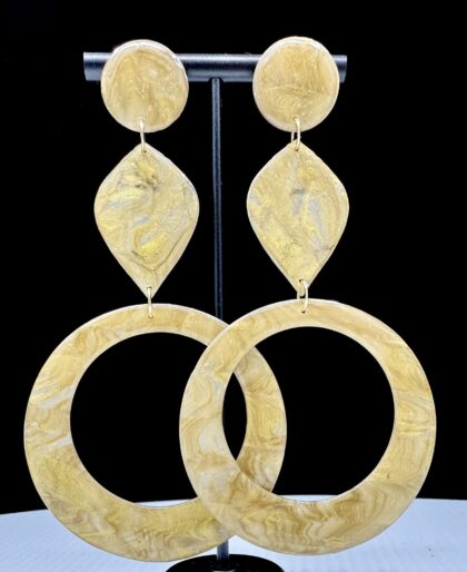 Golden Translucency Geometric Statement Earrings