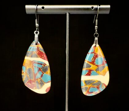 Molten Mosaic Elongated Teardrop Earrings 1