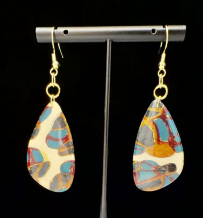 Molten Mosaic Elongated Teardrop Earrings 3