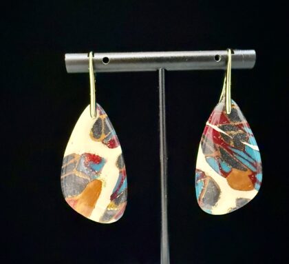 Molten Mosaic Elongated Teardrop Earrings 2