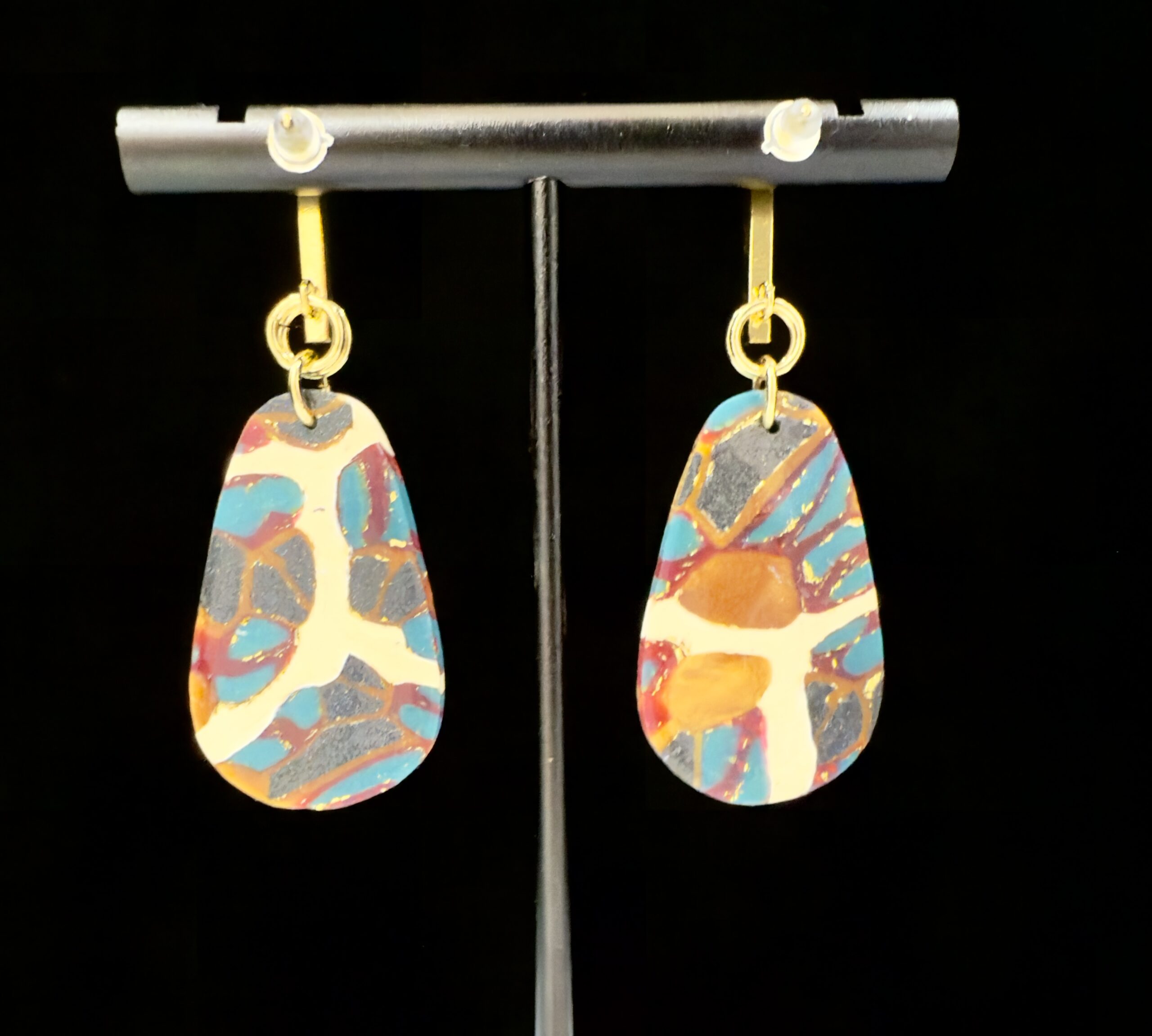 Molten Mosaic Freeform Drop Earrings - Image 2