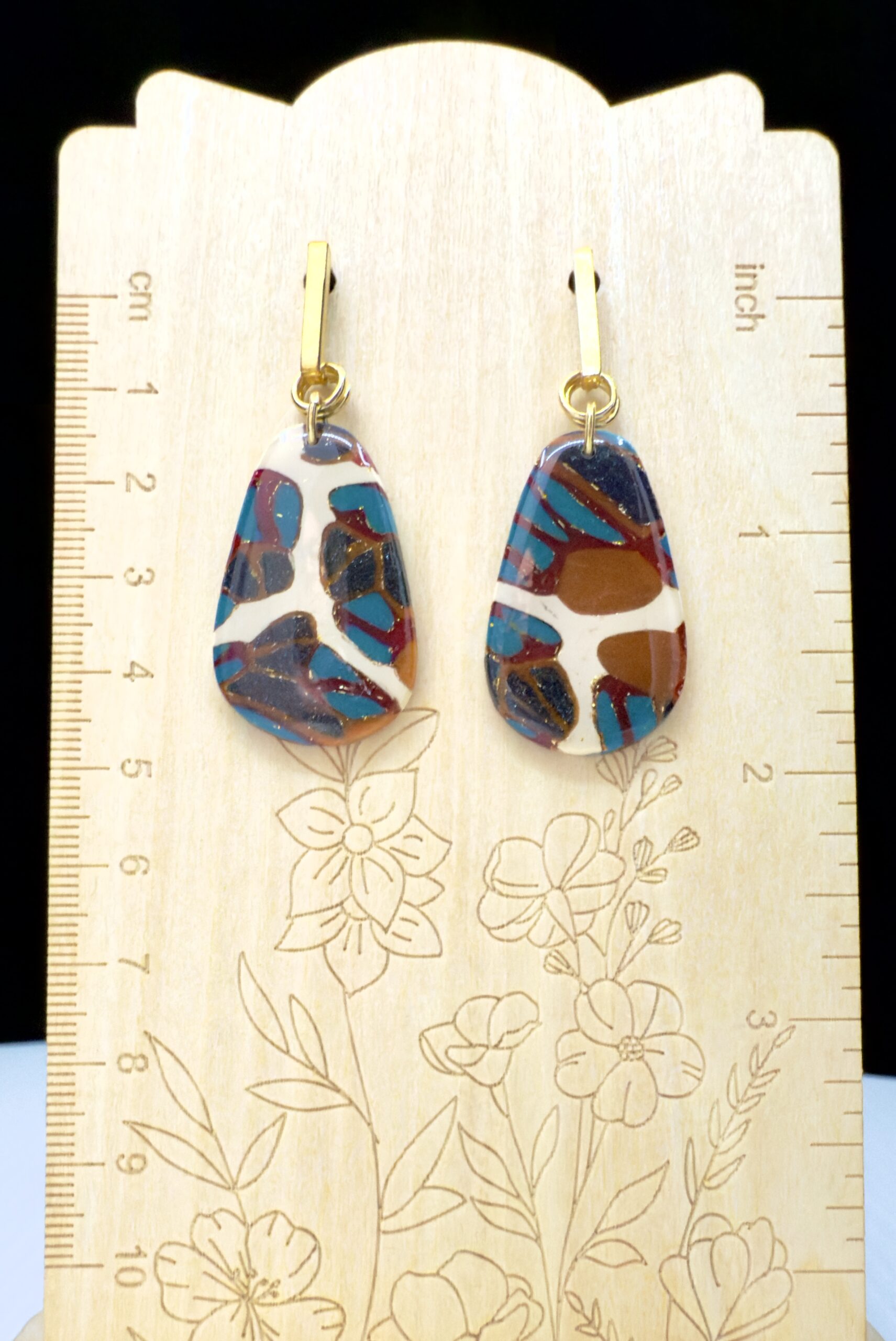 Molten Mosaic Freeform Drop Earrings - Image 3