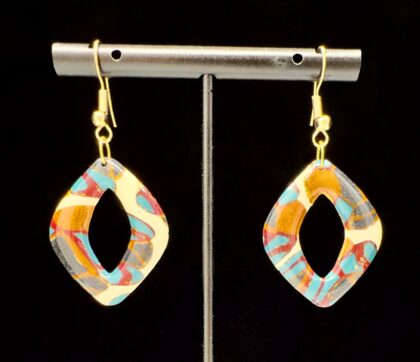 Molten Mosaic Open Diamond Dangle Earrings