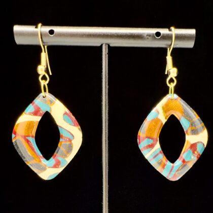 Molten Mosaic Open Diamond Dangle Earrings