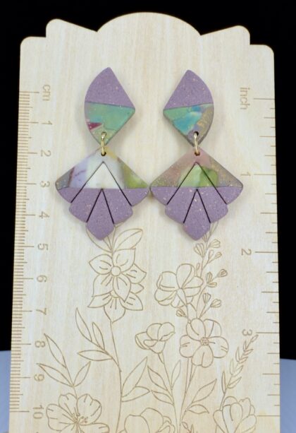 Marbled Sunset Drop Fan Earrings