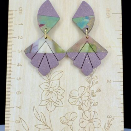 Marbled Sunset Drop Fan Earrings