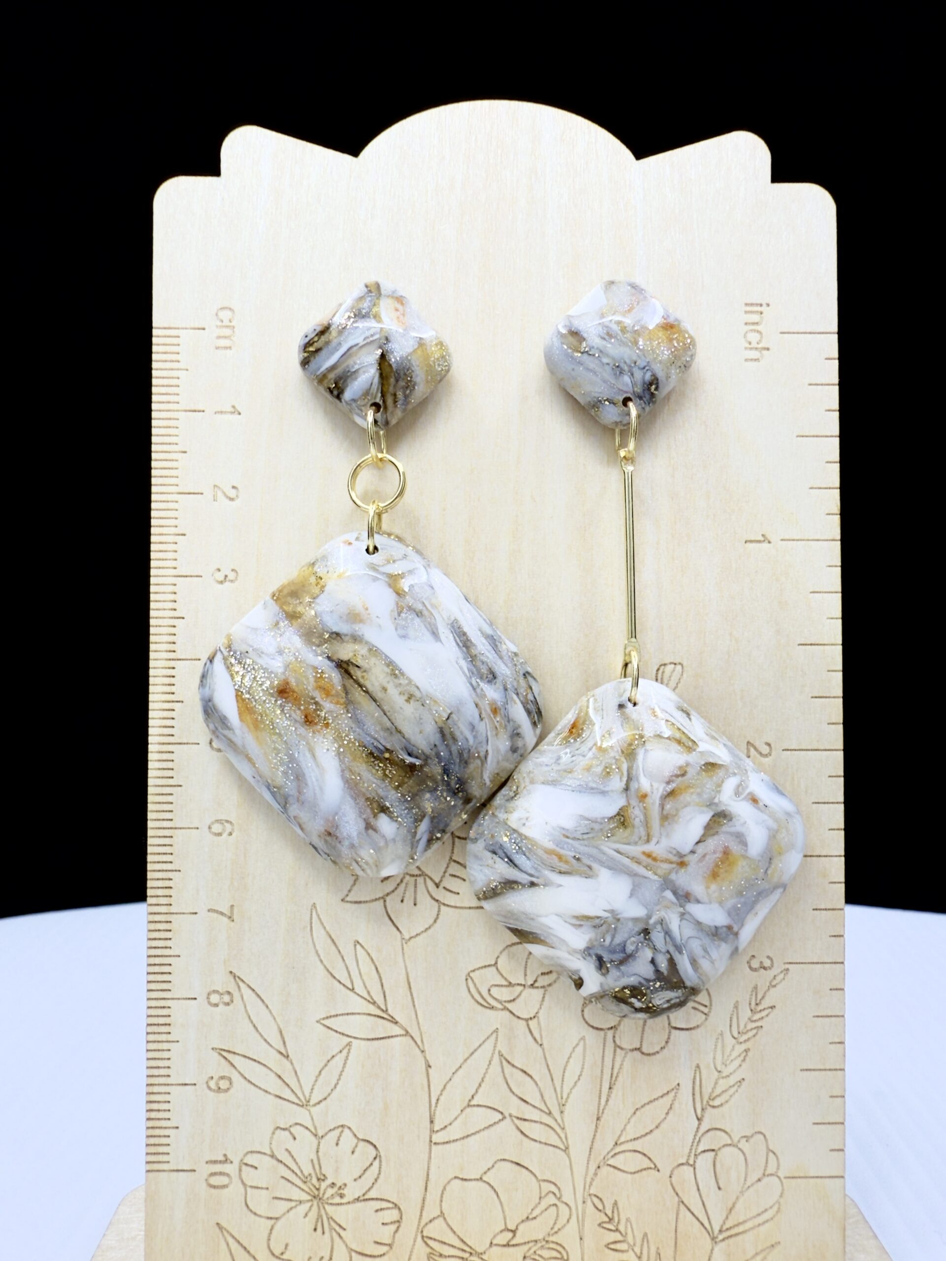 My Anxiety Stack Number One Abstract Square Earrings - Image 4