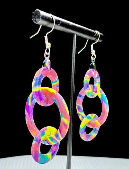 Color Explosion Clay Resined Hoop Earrings