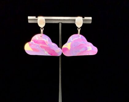 Pink Explosion Puffed Cloud Earrings