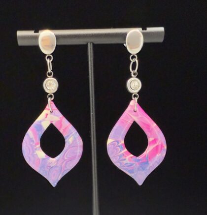 Pink Explosion Open Marquise Dangle Earrings