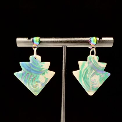 Stained Glass Marbled Fan Earrings