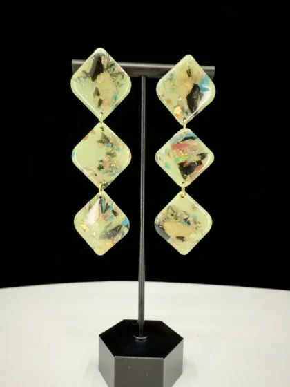 Sea Glass Modern Diamond Dangle Earrings