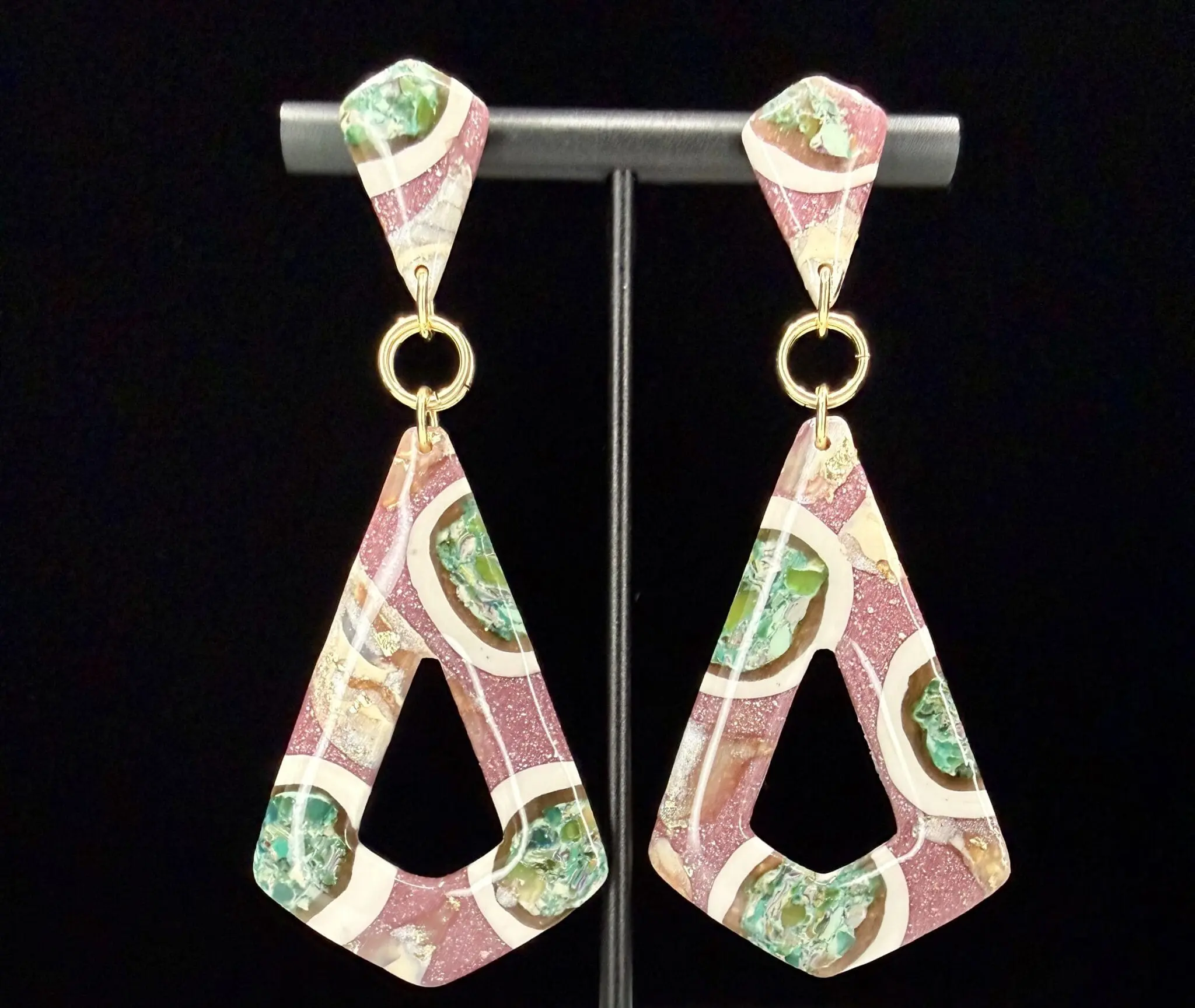 Beachy Romance Elongated Triangle Dangle Earrings