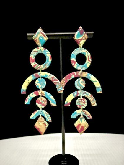 Nautical Color Flow Tiered Arch Cascade Earrings