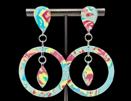 Nautical Color Flow Floating Teardrop Hoop Earrings