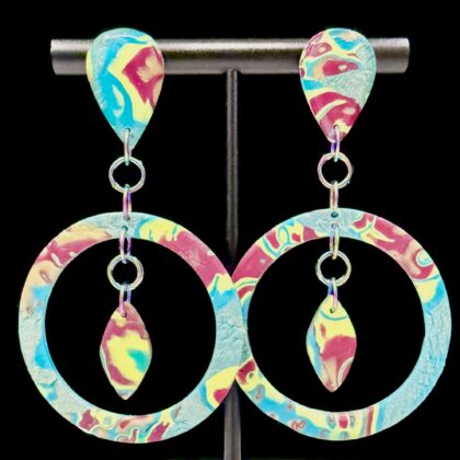 Nautical Color Flow Floating Teardrop Hoop Earrings