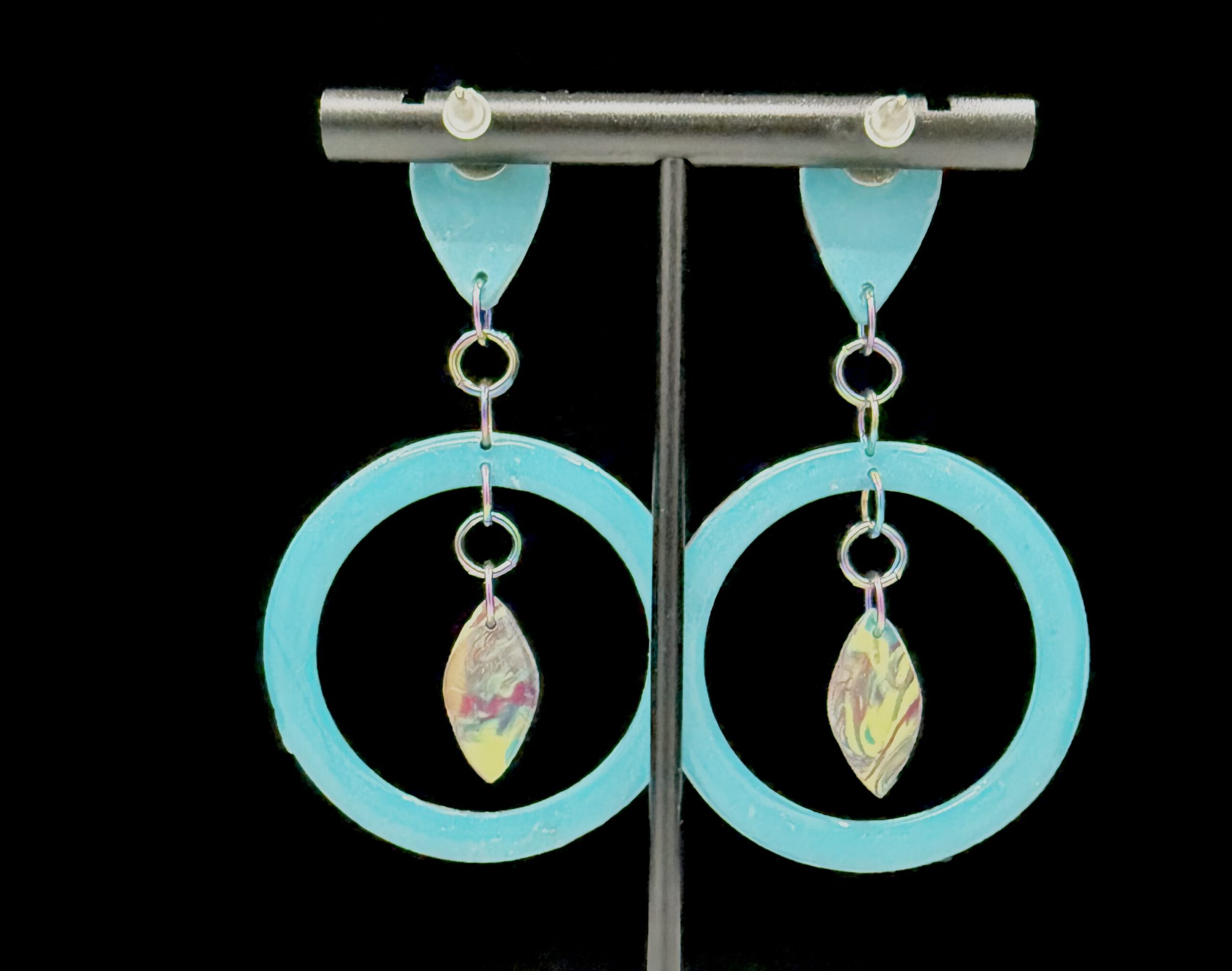 Nautical Color Flow Floating Teardrop Hoop Earrings - Image 2